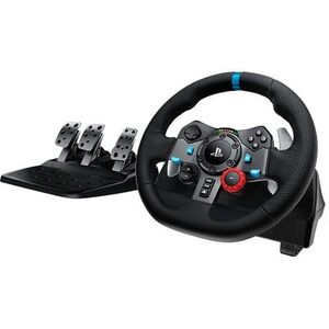 Logitech Black and Blue Racing Wheel with Pedals